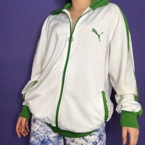 White and green Puma zip up